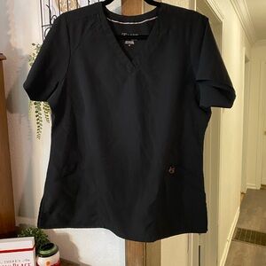 W123 Black Women's V-Neck Scrub Top
